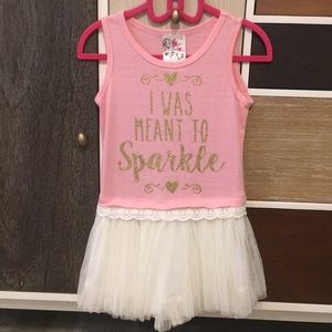 Sparkle soft cotton pink w cream skirt in tulle